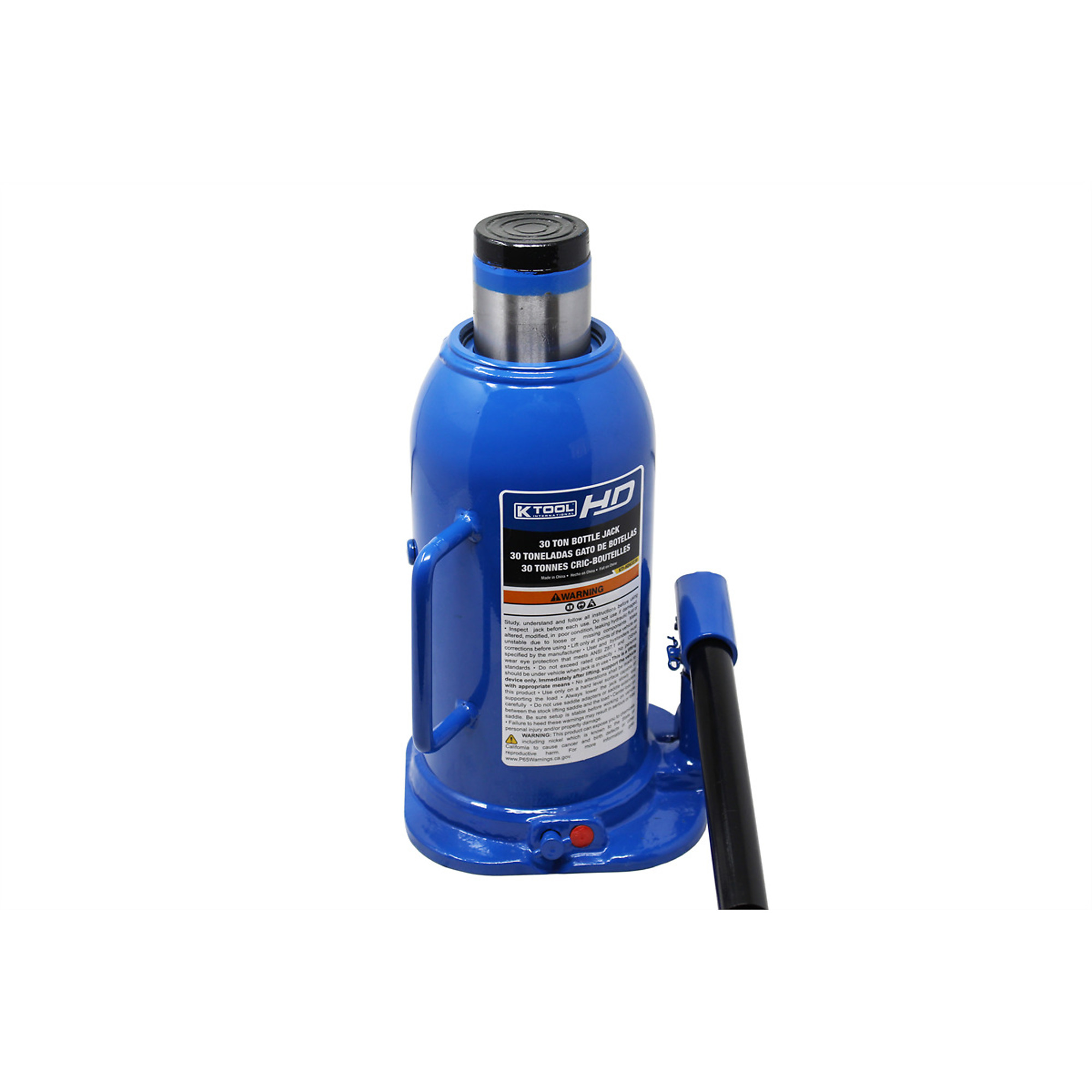 K Tool International Heavy-Duty Manual Bottle Jack — 30-Ton Capacity, 10.24in. to 16.54in. Lifting Range, Model# KTIHD63230